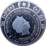 5 Cedis - Elizabeth II Posthumous; Unicorn obverse image