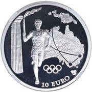 10 Euros Olympics Torch Relay - Australia, Greece, 2004 reverse image