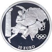 10 Euros Olympics Torch Relay - Asia, Greece, 2004 reverse image