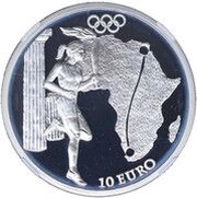 10 Euros Olympics Torch Relay - Africa, Greece, 2004 reverse image