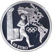 10 Euros Olympics Torch Relay - North and South America, Greece, 2004 reverse image