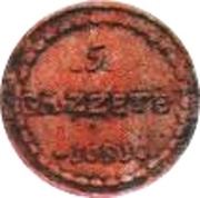 5 Gazettae Denomination in Italian reverse image