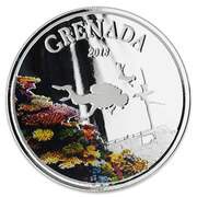 2 Dollars - Elizabeth II Diving Paradise; Colourised, Grenada, 2018 reverse image
