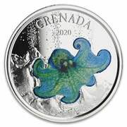 2 Dollars - Elizabeth II Caribbean Reef Octopus; Colourised, Grenada, 2020 reverse image