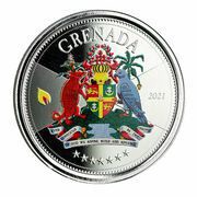 2 Dollars - Elizabeth II Coat of Arms; Colorised, Grenada, 2021 reverse image