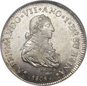 2 Reales - Fernando VII Proclamation coinage obverse image