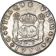 8 Reales - Fernando VI, Guatemala, 1754-1760 reverse image