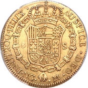 8 Escudos - Carlos IV, Guatemala, 1789-1790 reverse image