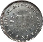 1 Real Constitution, Guatemala, 1851 reverse image