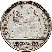 2 Reales, Guatemala, 1892-1893 reverse image