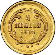 4 Reales Rafael Carrera, Guatemala, 1860-1864 reverse image