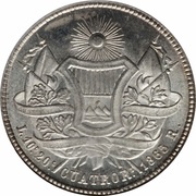 4 Reales Rafael Carrera, Guatemala, 1863-1866 reverse image