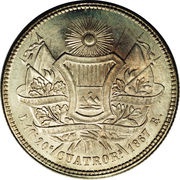 4 Reales Rafael Carrera, Guatemala, 1867-1869 reverse image
