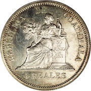 4 Reales Pattern strike, Guatemala, 1893 reverse image