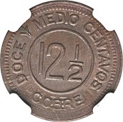 12½ Centavos Provisional Coinage reverse image