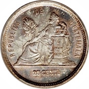 25 Centavos, Guatemala, 1881-1891 reverse image