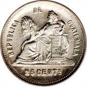 25 Centavos, Guatemala, 1890-1893 reverse image