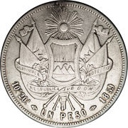 1 Peso Rafael Carrera, Guatemala, 1859 reverse image