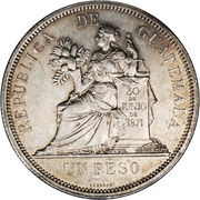 1 Peso Pattern strike, Guatemala, 1893 reverse image