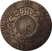 1 Peso Counterstamped coinage, Guatemala, 1894 reverse image