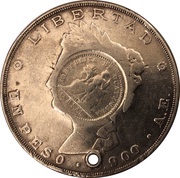1 Peso Counterstamped coinage, Guatemala, 1894 reverse image