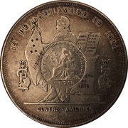 1 Peso Counterstamped coinage, Guatemala, 1894 reverse image