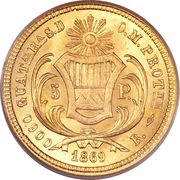 5 Pesos Rafael Carrera reverse image