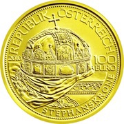 100 Euros Hungarian Crown of St. Stephen obverse image