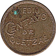 ½ Centavo with center dot reverse image