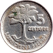 5 Centavos, Guatemala, 1950-1959 reverse image