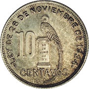 10 Centavos, Guatemala, 1925-1949 reverse image