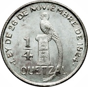 ¼ Quetzal, Guatemala, 1926-1949 reverse image