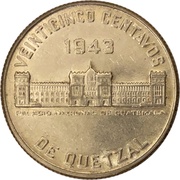 25 Centavos, Guatemala, 1943-1944 reverse image