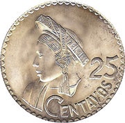 25 Centavos, Guatemala, 1960-1964 reverse image