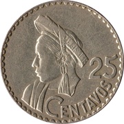 25 Centavos, Guatemala, 1965-1966 reverse image