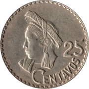 25 Centavos, Guatemala, 1967-1970 reverse image