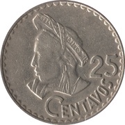25 Centavos, Guatemala, 1971-1976 reverse image
