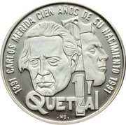 1 Quetzal Carlos Merida, Guatemala, 1992 reverse image