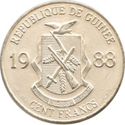 100 Francs Guinéens 1992 Summer Olympic Games obverse image