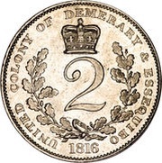 2 Guilder - George III, Guyana, 1816 reverse image