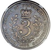 3 Guilder - William IV, Guyana, 1832 reverse image
