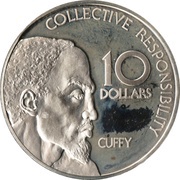 10 Dollars Independence; Silver issue, Guyana, 1976-1980 reverse image