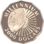 2000 Dollars Millennium, Guyana, 1999 reverse image