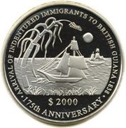2000 Dollars Indentured Immigrants, Guyana, 2013 reverse image