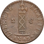 2 Centimes reverse image