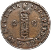 2 Centimes, Haiti, 1850 reverse image
