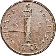 6 Centimes, Haiti, 1849 reverse image