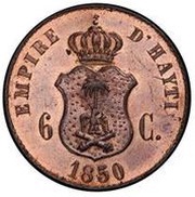 6 Centimes - Faustin I Essai, Haiti, 1850 reverse image