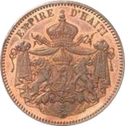 5 Gourdes - Faustin I Essai; large bust, Haiti, 1854 reverse image