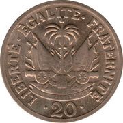 20 Centimes, Haiti, 1956 reverse image
